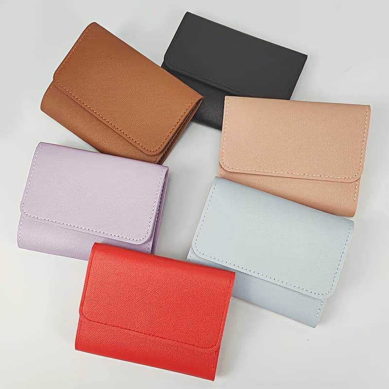 Simple Short Women's Wallet Student Ticket Holder Multifunctional Card Case Coin Purse Tri-Fold Ultra-Thin Wallet