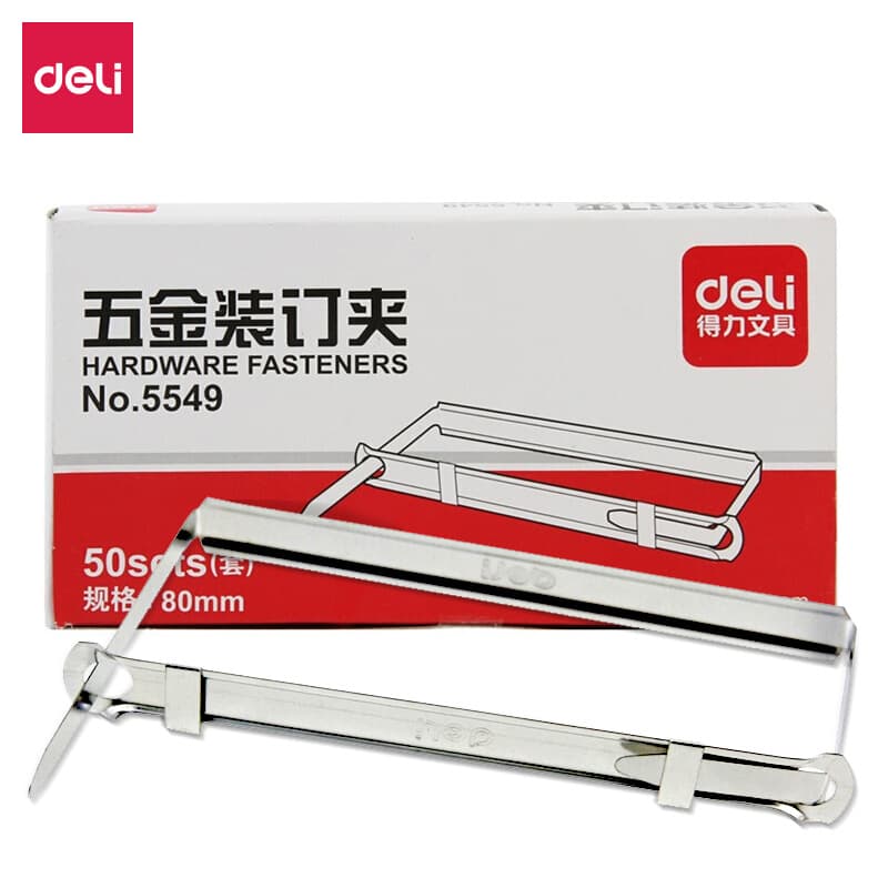Deli 5549 Metal Binding Clip 80MM (Metallic Color) (50 Sets/Box)