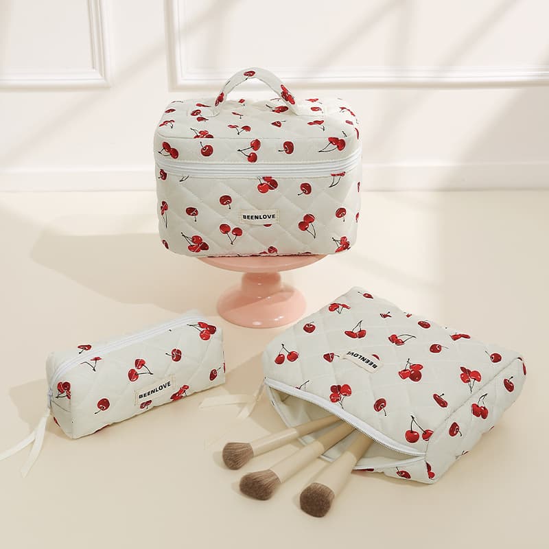 Runhui Cherry Secret Cosmetic Bag Fashion Quilted Cosmetic Bag Fruit Pattern Cosmetic Bag Large Capacity High-end Sense