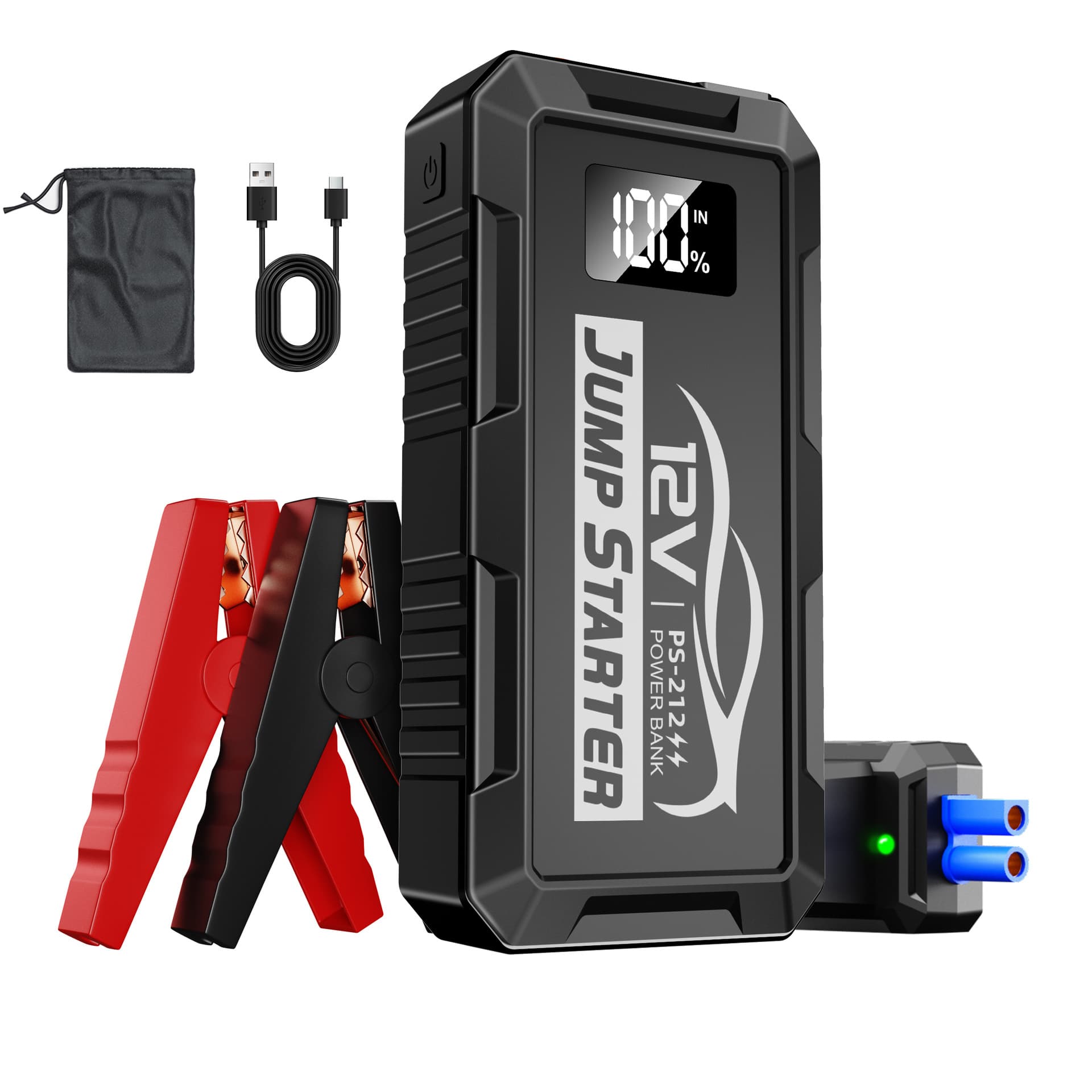 Temu Hot 1000A Car Jump Starter 12V with Emergency LED Light, High Capacity Portable