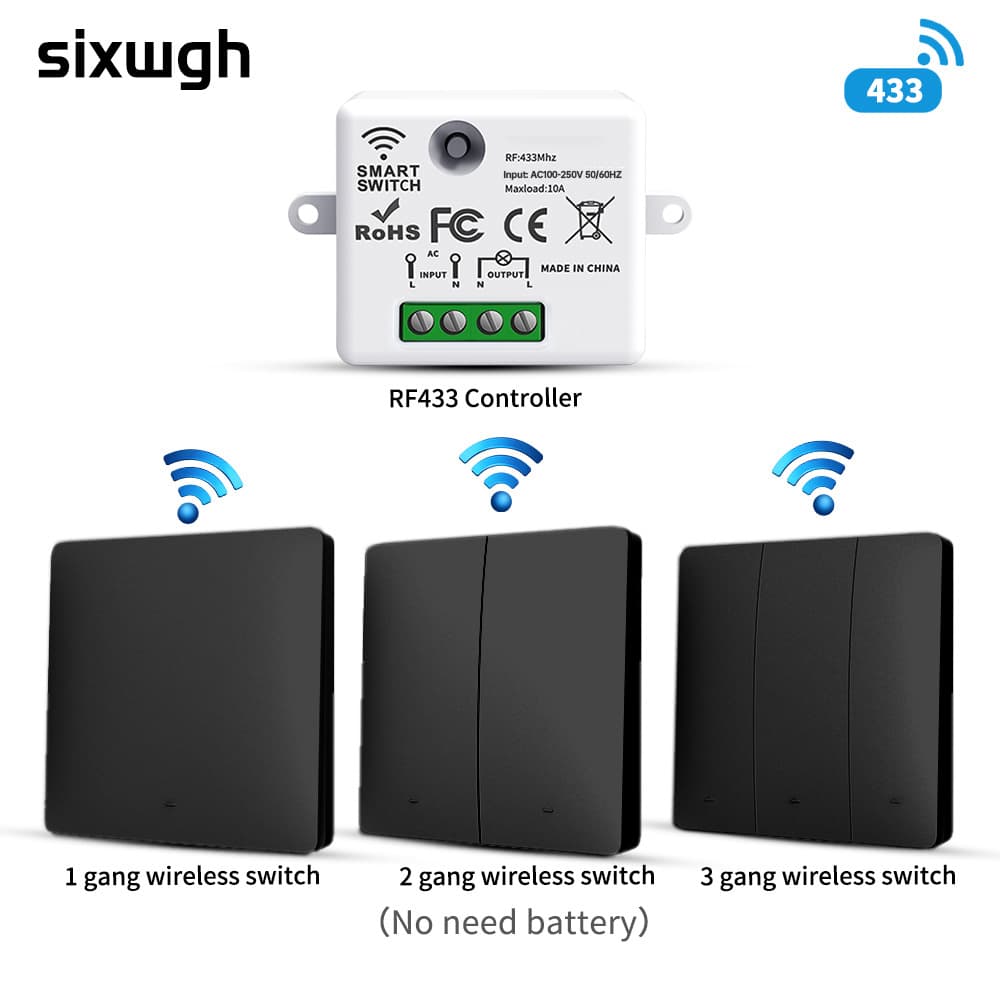 Self-Powered RF433 Remote Control Switch Kinetic Switch Wireless Sticker Cross-Border Stair Switch Multi-Gang Multi-Way