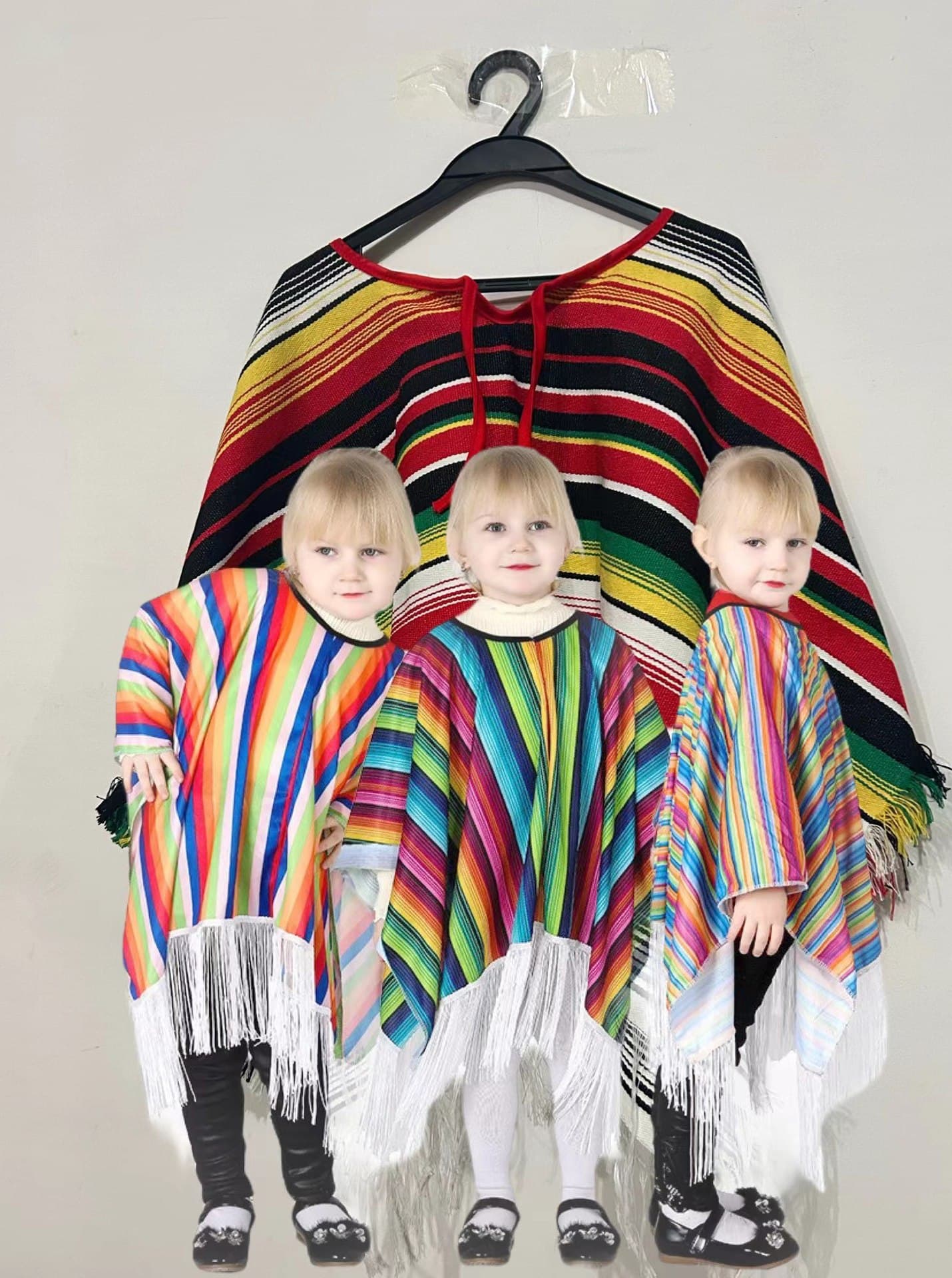 Halloween children's Mexican costumes, Mexican ethnic style capes, Mexican-style capes, fun