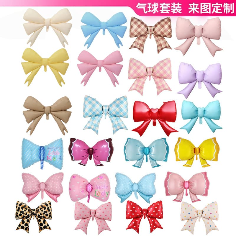 New Aluminum Film Macaron Bow Tie Large Balloon Blue Bow Aluminum Film Balloon Birthday Scene Party Decoration