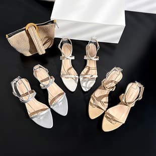 883-2 French Cross-Strap Wedge Heel Open Toe Sandals for Women, Summer 2026 New Style, Flat Toe, High Heel Shoes for Dresses