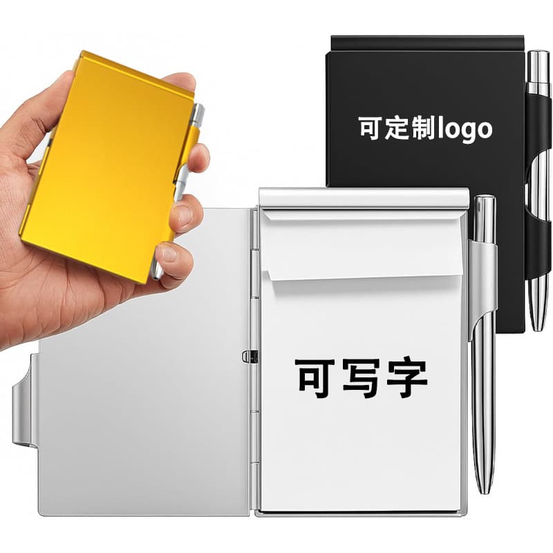 Amazon Hot Selling Aluminum Alloy Spiral Notebook with Pen, Tearable, Fashionable, Convenient, Creative, Portable Draft Notebook