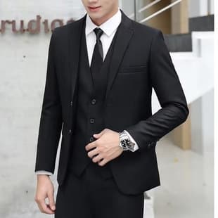 Gentleman Business Casual Blazer for Men, Solid Slim Fit Formal Suit Jacket with Two Buttons, British Style Groom Suit Set Summer