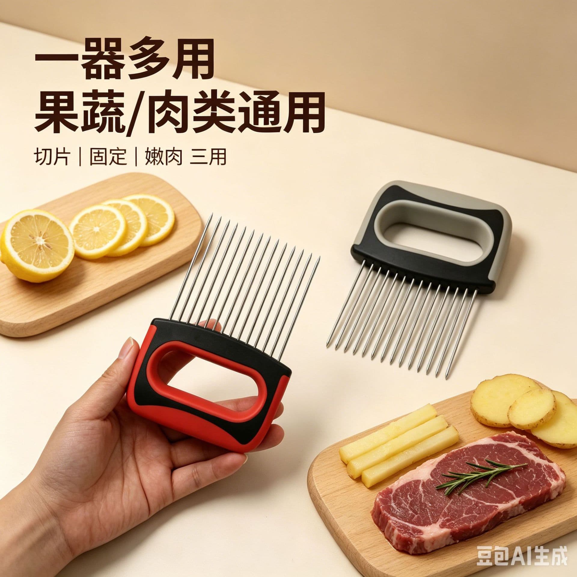 Cross-Border 304 Stainless Steel Onion Needle Holder Onion Fork Kitchen Tool Onion Cutting Meat Tenderizer Needle