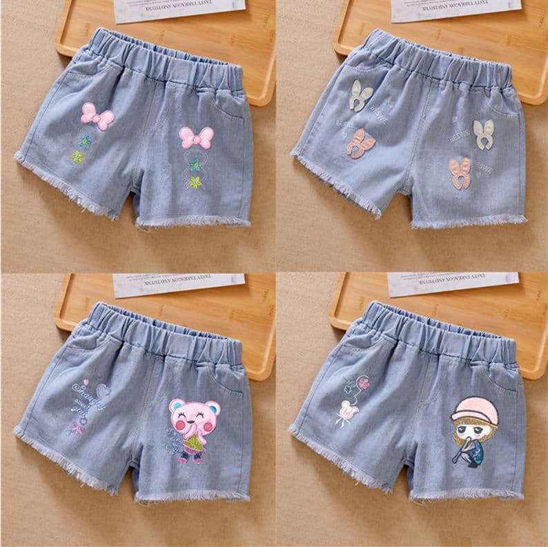 Girls' Denim Shorts Summer Middle and Large Children's Wear Girl Stylist Baby Loose Wholesale Outer Wear Children's Shorts Thin