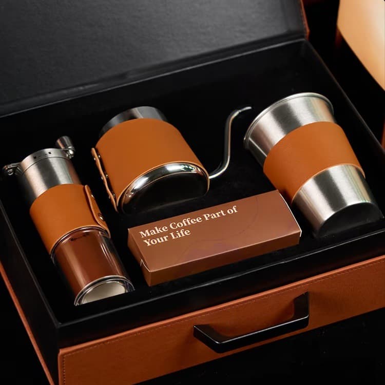 High-end pour-over coffee maker gift set, business gift, souvenir, custom hand-cranked coffee grinder, outdoor coffee set