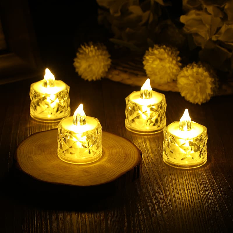 Electronic crystal candle mini LED simulation transparent electronic candle light Christmas decoration love candle