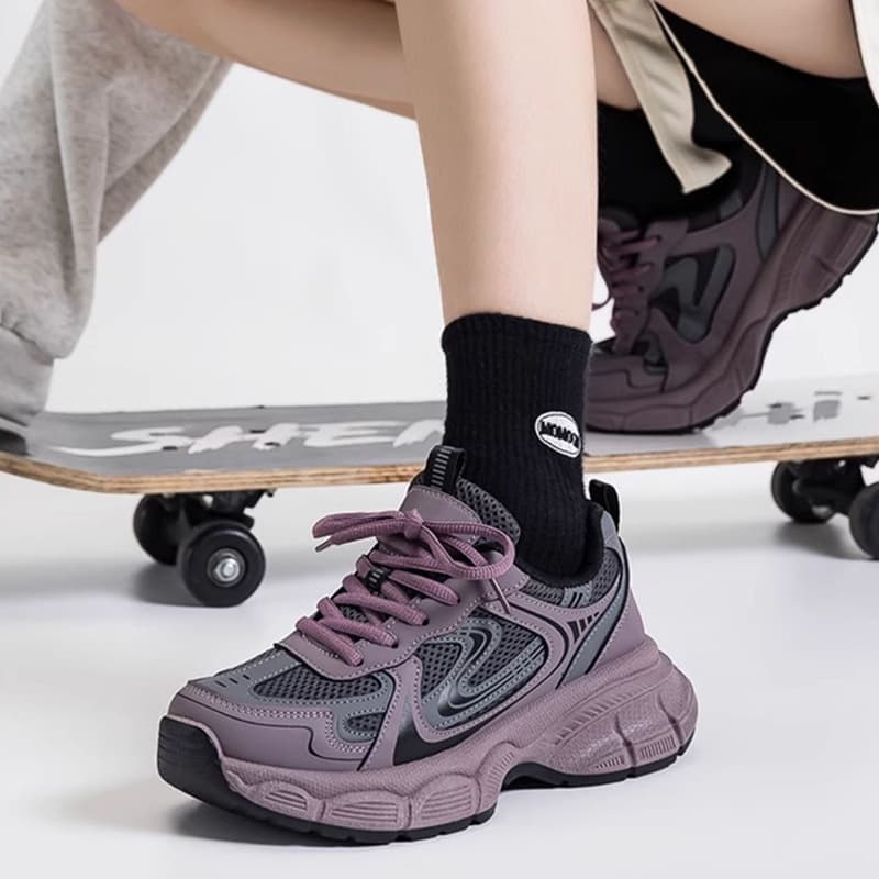 2025 New White Dad Sneakers for Women Spring/Autumn Thick Sole Running Shoes Versatile Lightweight Casual Athletic Shoes