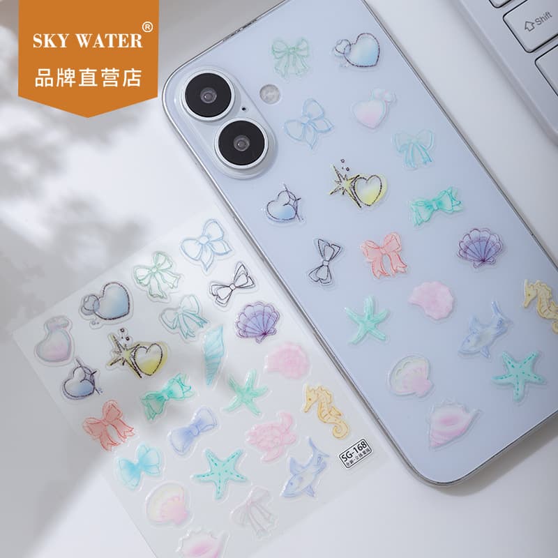 Sky new three-dimensional jelly mobile phone stickers cartoon ins style hand account tablet mobile phone case decorations in stock