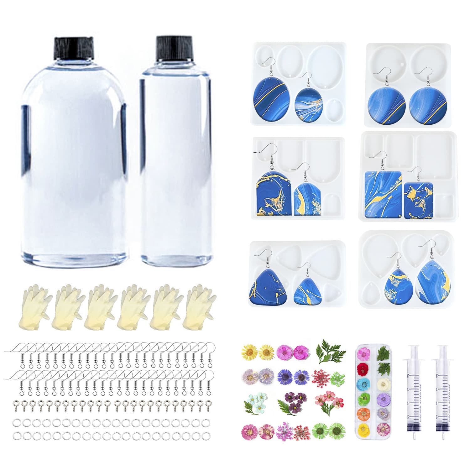 Deyi Life DIY Geometric Earring Pendant Resin Mold Dried Flower Crystal Necklace AB Glue Set Silicone Mold