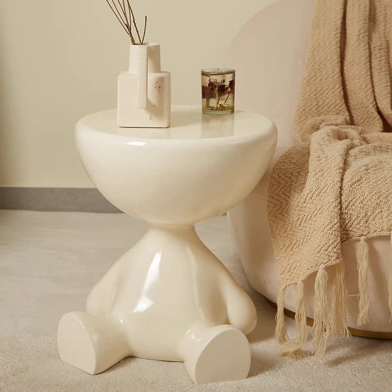 1 Cream Style Creative Mobile C-Shaped Coffee Table Living Room Sofa Side Table Small Apartment Home Bedroom Bedside Small Table