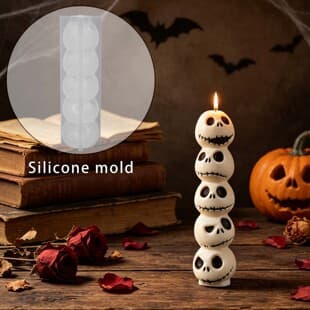 DIY Five Skull Candle Silicone Mold, Halloween Stacking Skull Ornament Mold