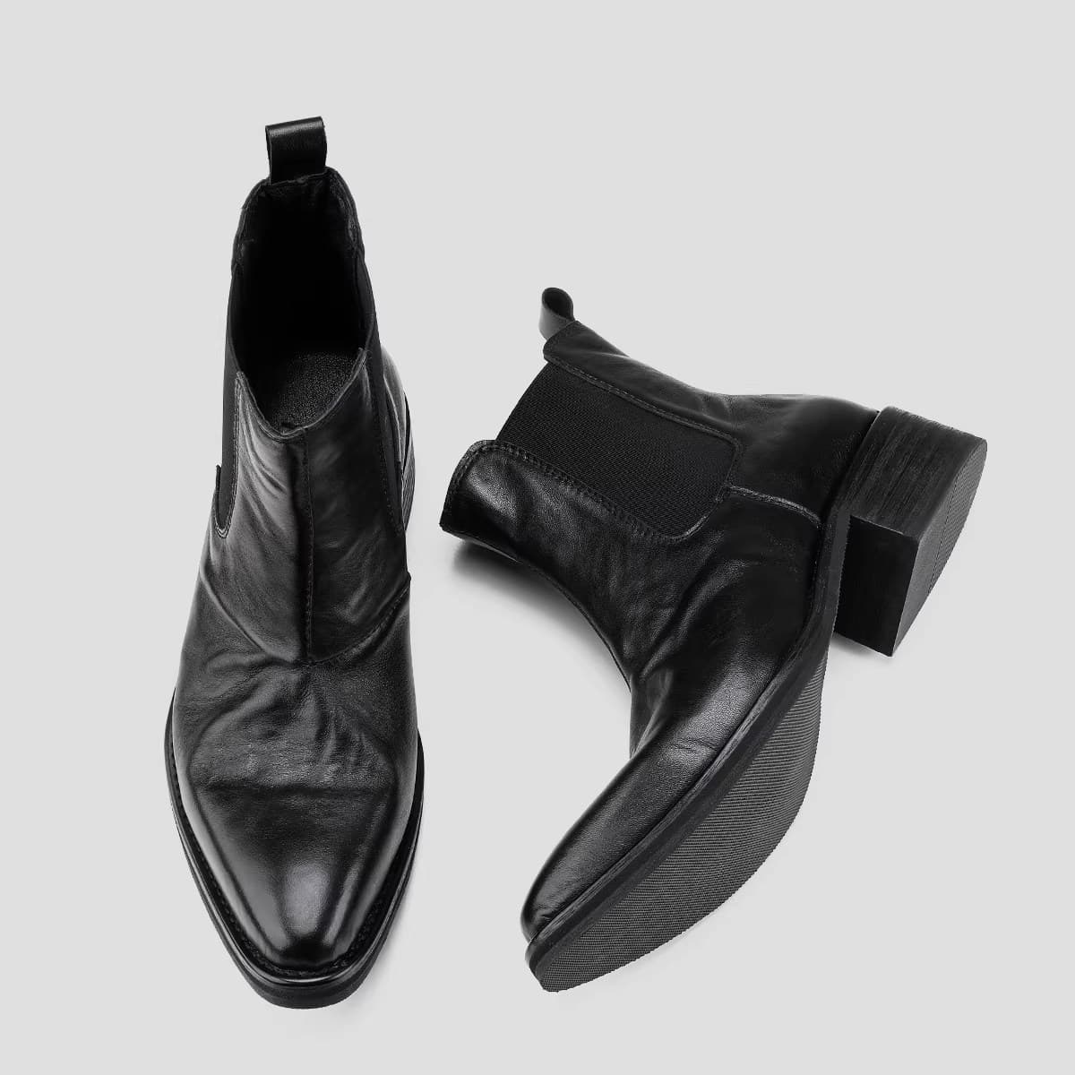 Wizard Boots Chelsea Boots Men's British Style Casual Martin Boots Men's Raised-Toe High-Heeled Height-Increasing Thick-Soled High-Top Leather Shoes Boots