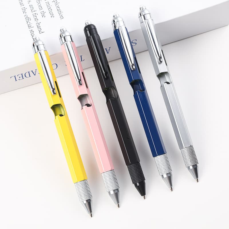 Amazon Cross-Border Hot-Selling 9-in-1 Multifunctional Ballpoint Pen LED Light Screwdriver Bottle Opener Touchscreen Metal Ballpoint Pen