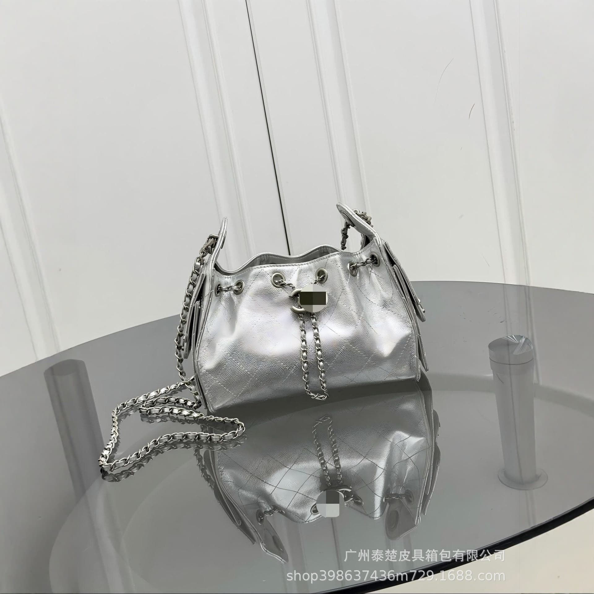 2025 New Style Chanel-Inspired Quilted Chain Bag for Women, Fashionable Drawstring Crossbody Bag with a High-End Feel, Shoulder Bag