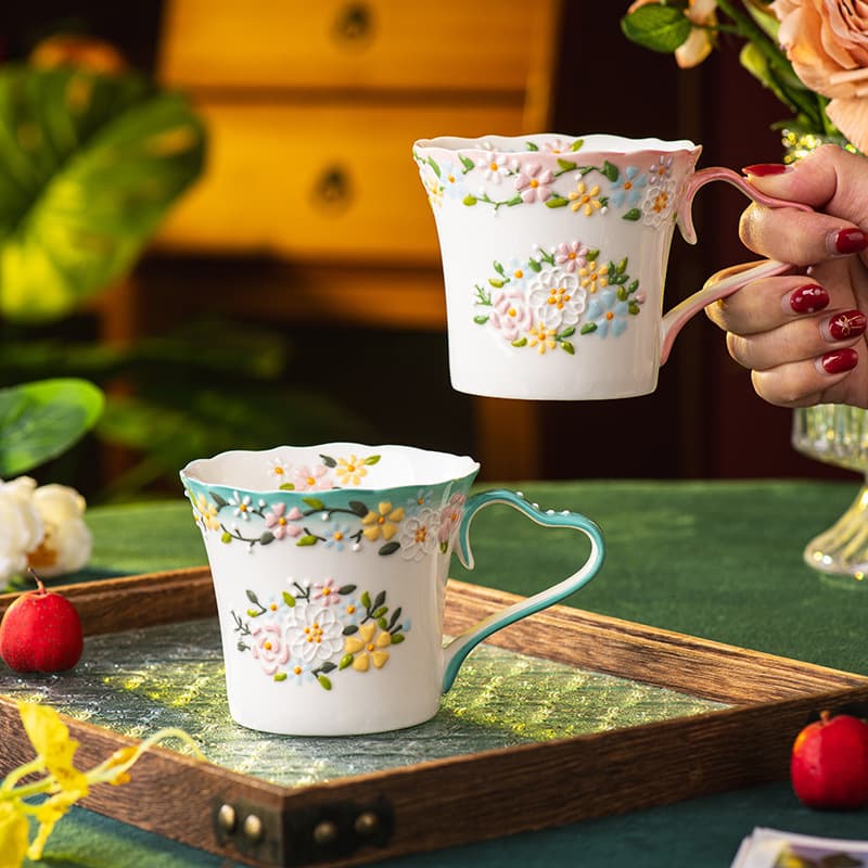 Hua Youyue Mug Ceramic Cup Home Water Cup Office Breakfast Cup Exquisite Coffee Cup Super Beautiful Cup