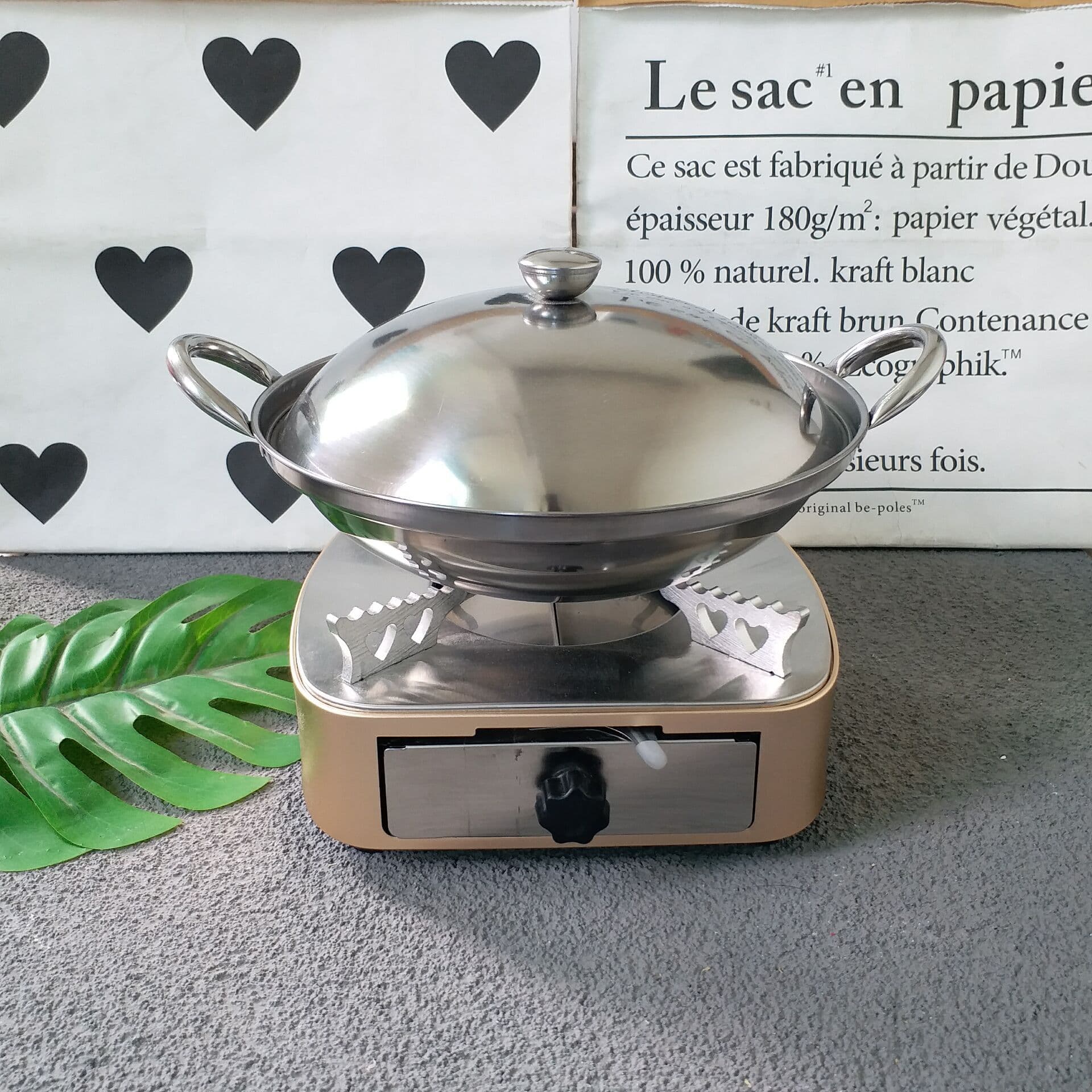 Thickened Stainless Steel Dry Pot Bar Set with Lid and Anti-Overflow Design for Home and Commercial Mini Hot Pot