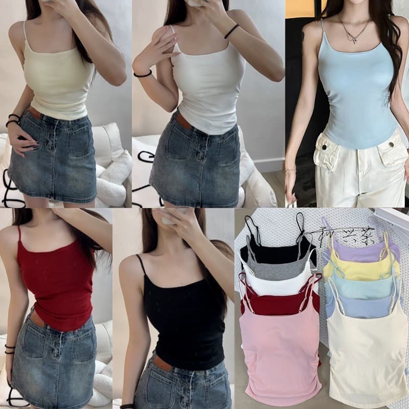 High-Quality Cotton Corset Camisole Top for Women Summer Going Out with Pads Sexy Layering Cotton Top