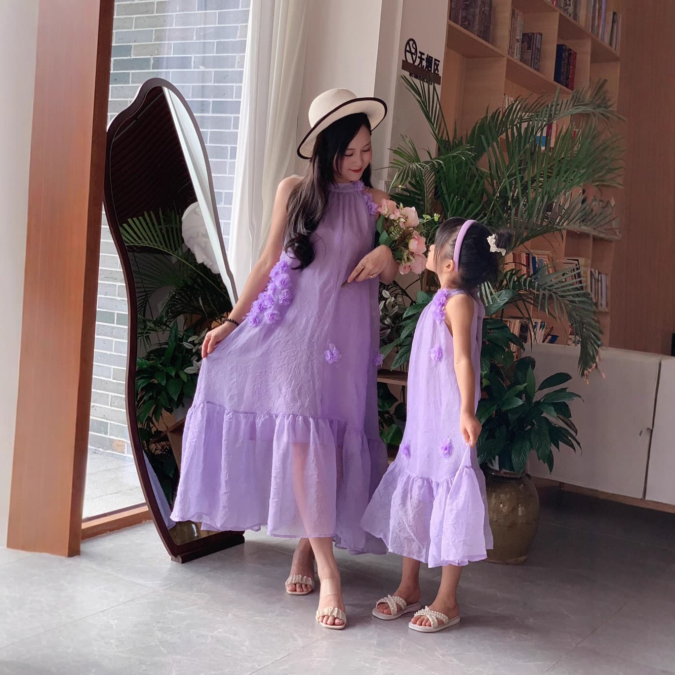 2026 Summer New Parent-Child Matching Outfits Mother-Daughter French-Style Romantic Halter Long Dress Summer Dress