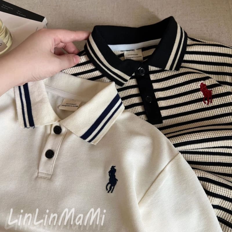 2025 Fall New Product Children's Striped Polo Shirt Boys' Stylish Lapel Top Striped Baby T-shirt Wholesale