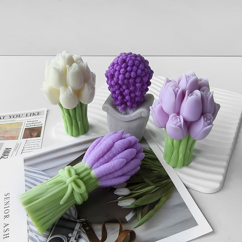 Jiahuimei tulip bouquet aromatherapy candle silicone mold flower mold handmade diy plaster glue ornaments
