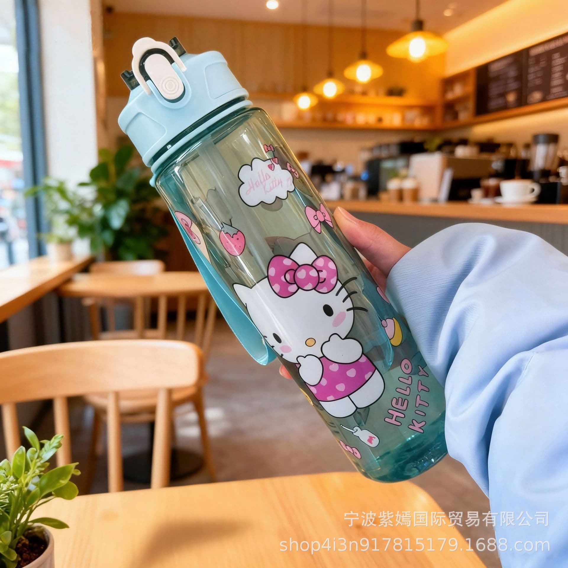 Cartoon Internet Celebrity Creative Sanrio Plastic Straw Water Cup High Appearance Student Cartoon Plastic Pop-up Space Water Cup