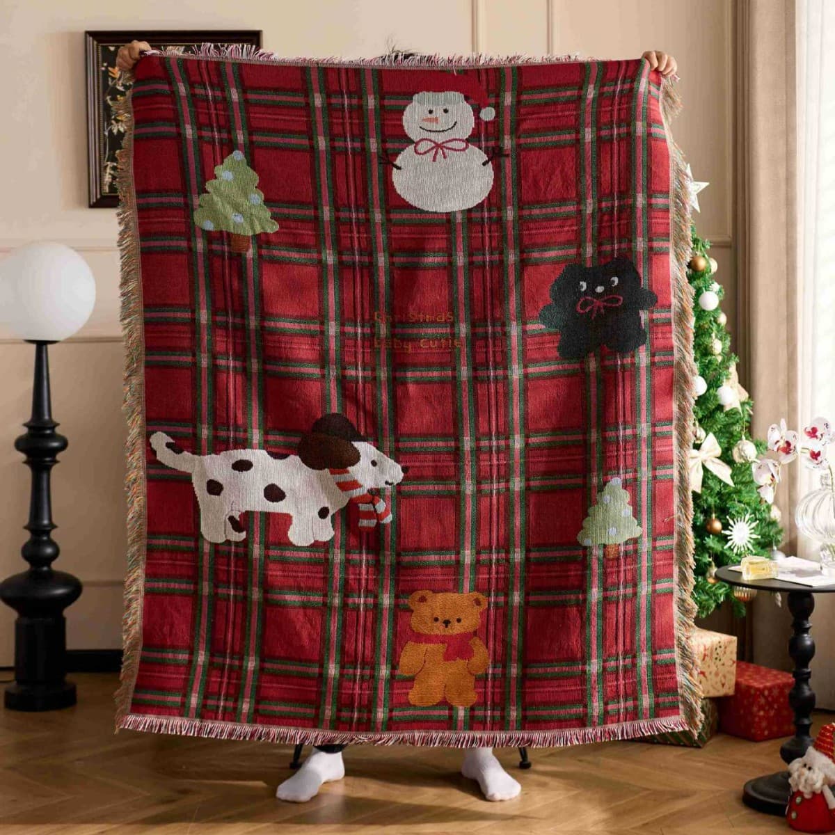 Festive Atmosphere Cover Cloth Christmas Decoration Tapestry Blanket Nap Blanket