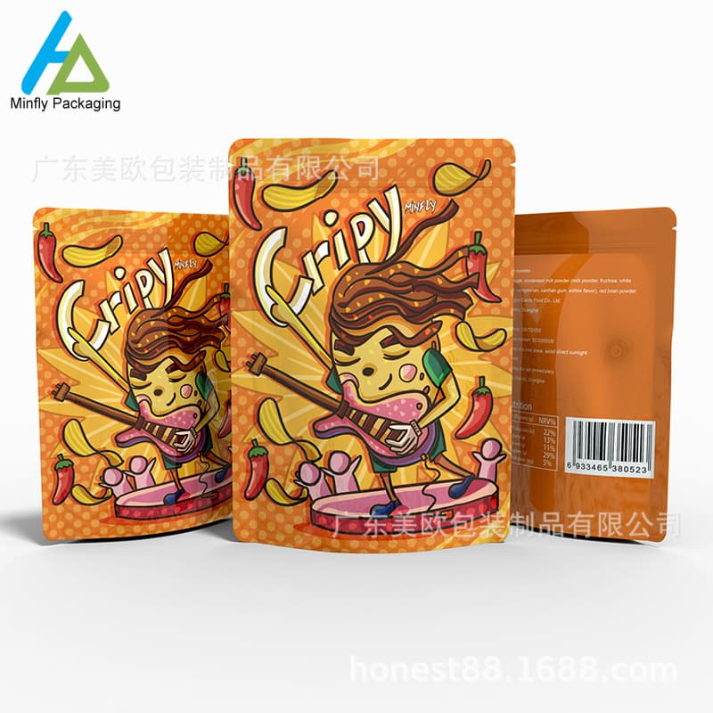 Customized Digital Colorful Printing Laser Window Aluminized Candy Snack Zipper Plastic Self-Sealing Packaging Bag Food Bag