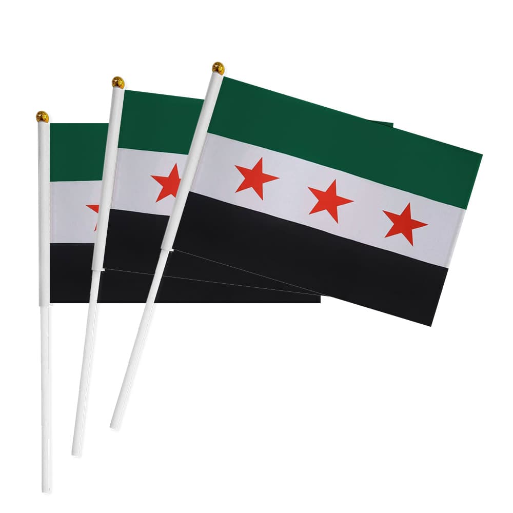 Syria Hand Waving Flag Syrian National Flag Polyester Fabric Spring Asia Multi-Size Hand Waving Flag