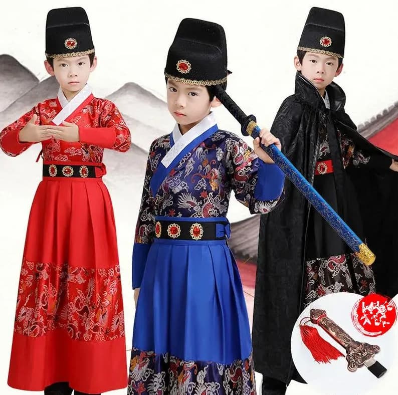 Children's ancient Chinese costumes, boys' brocade clothes, flying fish costumes, domineering boys and girls performance costumes, chivalrous scholar costumes