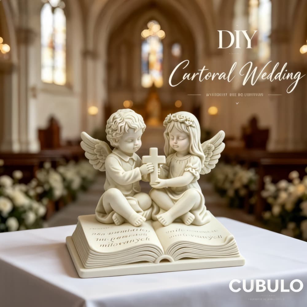 Book Double Angel Cross Silicone Mold DIY Scented Candle Resin Ornament