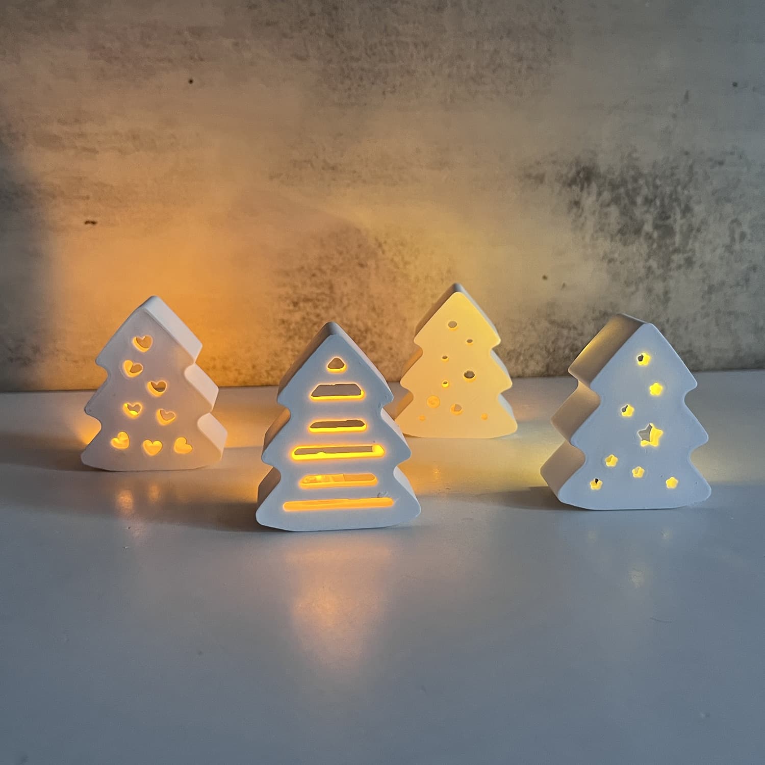 4-Pack Christmas Tree Atmosphere Light Silicone Mold Holiday Decoration Plaster Resin Mold Christmas Series