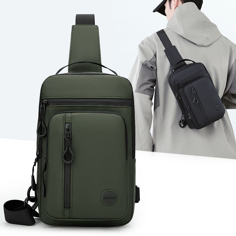 Men's portable chest bag, multifunctional, lightweight and large-capacity commuter men's bag, nylon cloth, outdoor casual men's crossbody bag