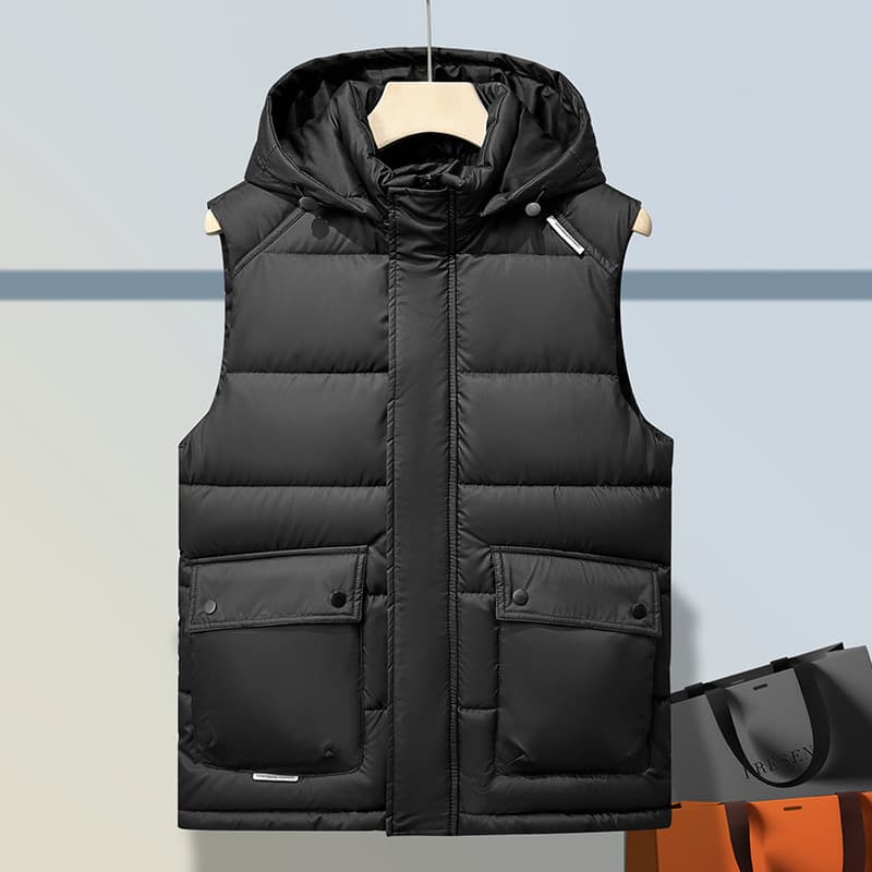 Foreign trade men's thickened sleeveless cotton vest green men's warm casual down cotton vest women's custom printed logo