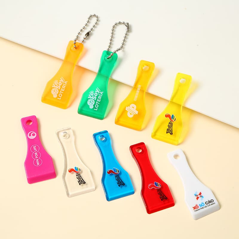 Plastic scratch lottery keychain lottery opener accessories lottery scratcher ABS key pendant scratch scratcher customization