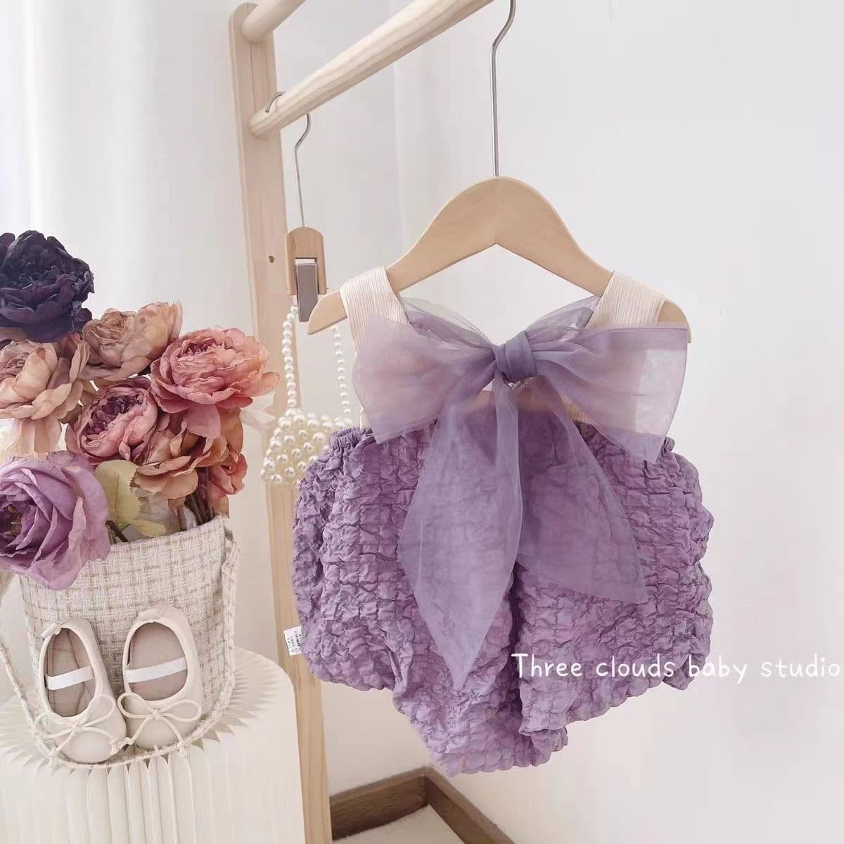 Baby Girl Summer Thin Sleeveless Princess Strap Bodysuit, 100 Days to 1 Year Diaper Cover Crawling Suit