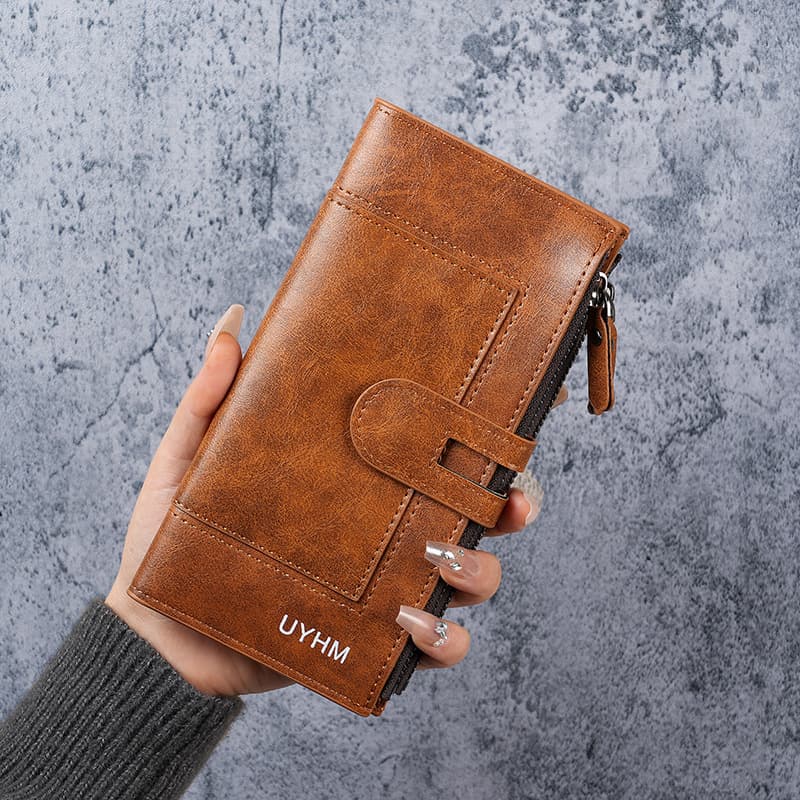 New Korean Style Women's Long Wallet with Zipper Buckle PU Large Capacity Multi-Card Slot Coin Bag Handbag for Women Wholesale