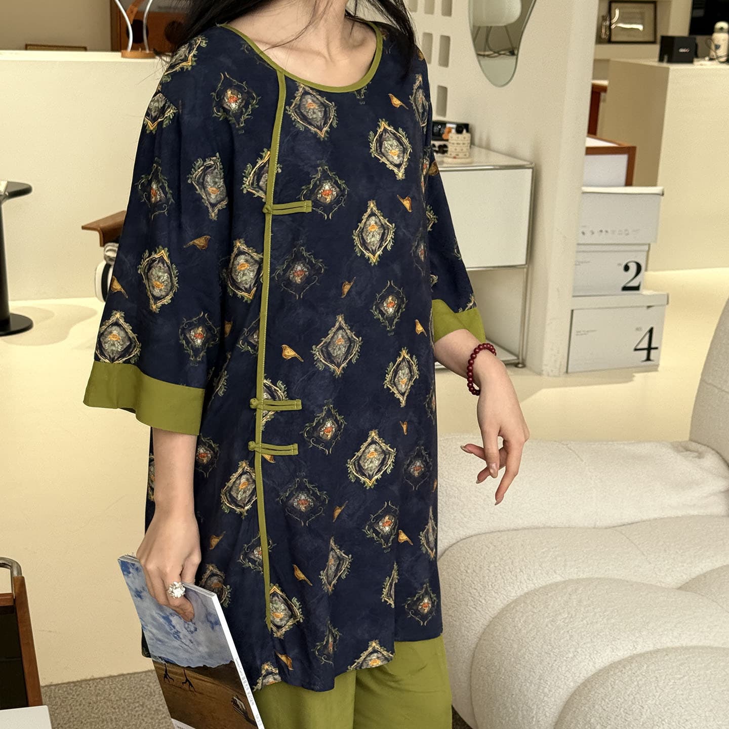 Mianchou Shijia New Chinese Style National Wind Button Pajamas Women 2026 New Rayon Short Sleeve Set Wearable Outdoors Summer