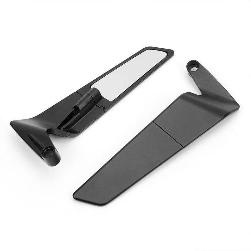 Adjustable, invisible rearview mirrors for KTM 250, 390, 200, and 690 wing-type motorcycles.