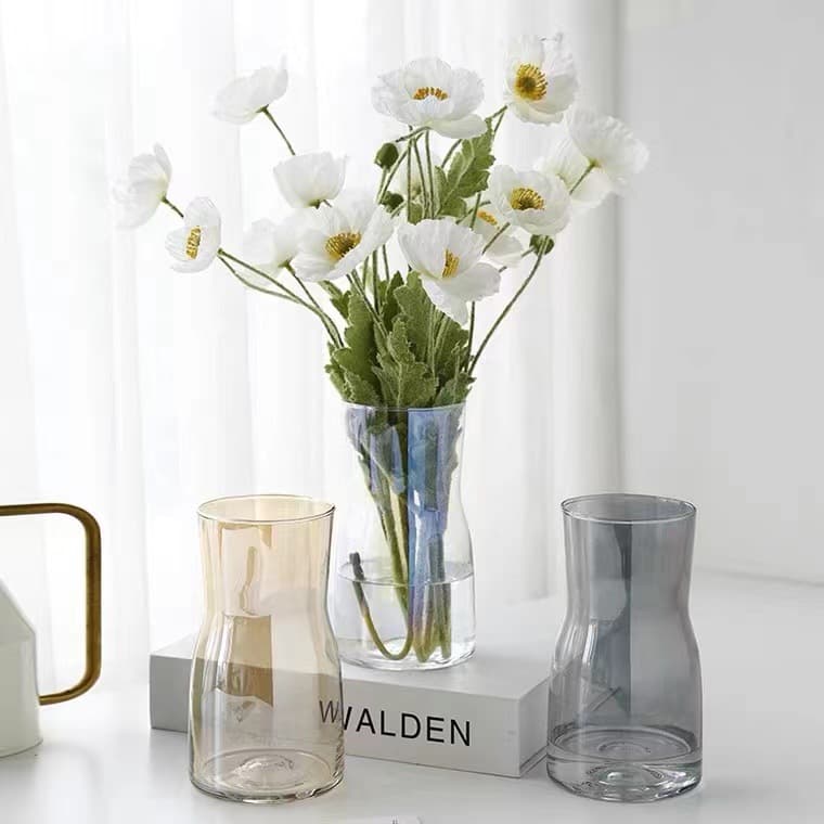 Nordic colorful glass vase simple transparent water lily rose flower decoration small flower vase flower arrangement vase ornaments