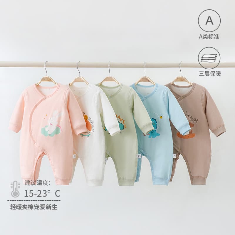 Newborn clothes autumn and winter warm butterfly long-sleeved monk clothes pure cotton boneless baby jumpsuit jumpsuit