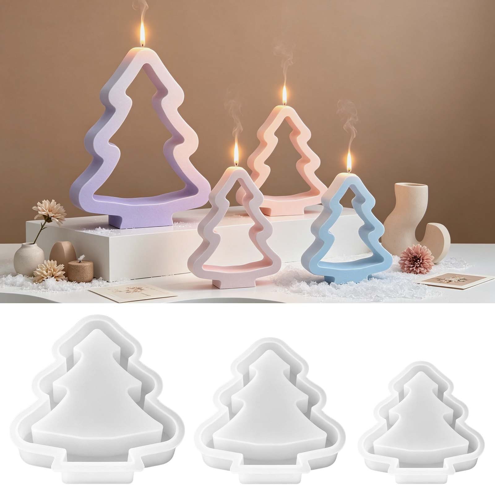 DIY large, medium and small hollow Christmas tree shape silicone mold Christmas series ornaments plaster glue mold