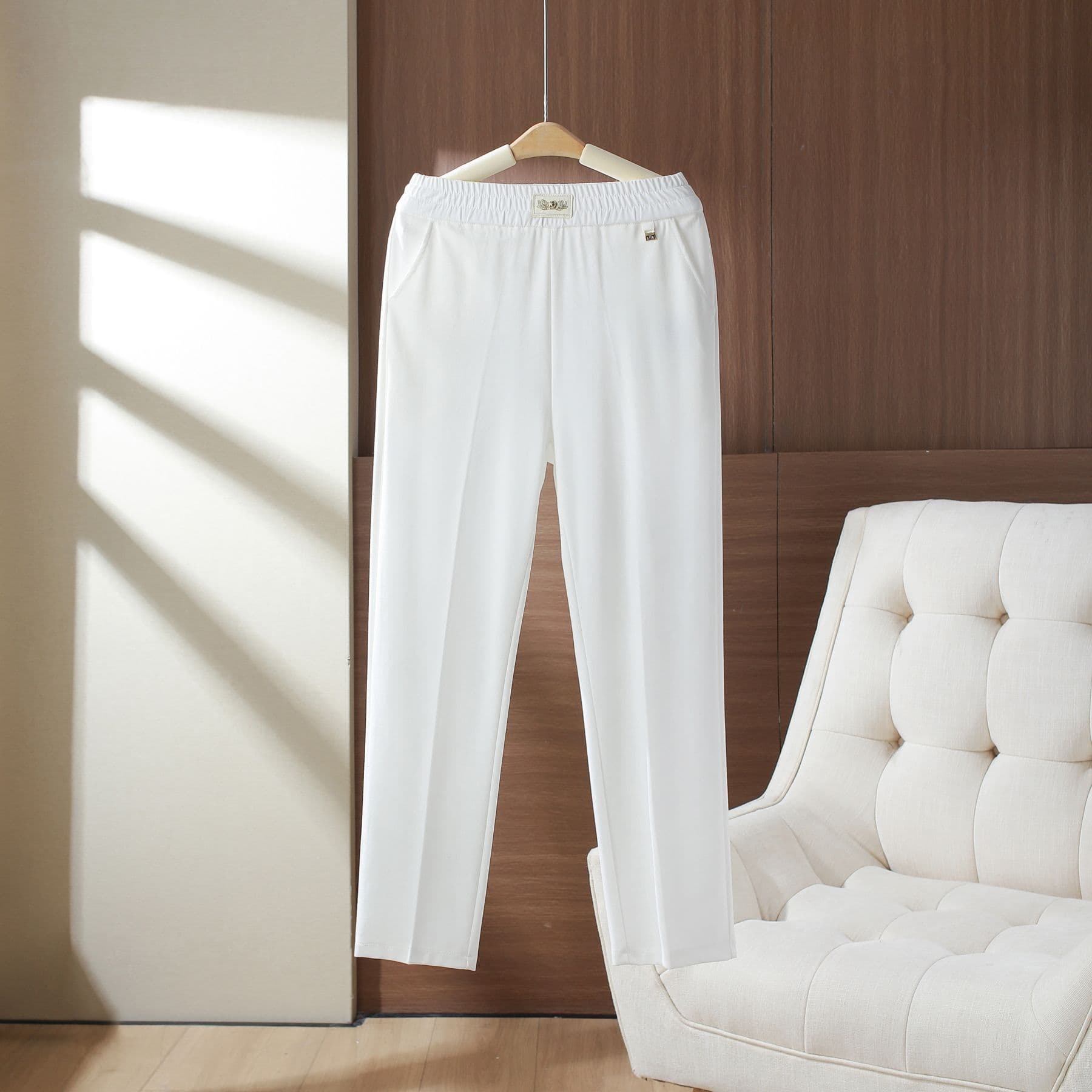 New Fine Worsted Tencel High Elasticity Summer Thin Casual Long Pants for Middle-aged and Elderly Women