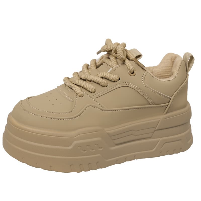 Zhao Lusi Same Style Elevated Little Chanel-style Premium White Sneakers 2026 New Thick Sole Versatile Campus Fashion Skate Shoes