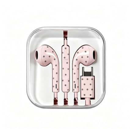 Water transfer printed polka dot painted star pattern wire controlled with wheat type-c mobile phone wired headset wholesale