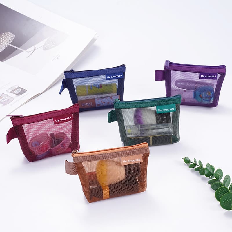 Minimalist Nylon 3D Mesh Coin Purse Retro Color Key Pouch Card Holder Transparent Storage Bag