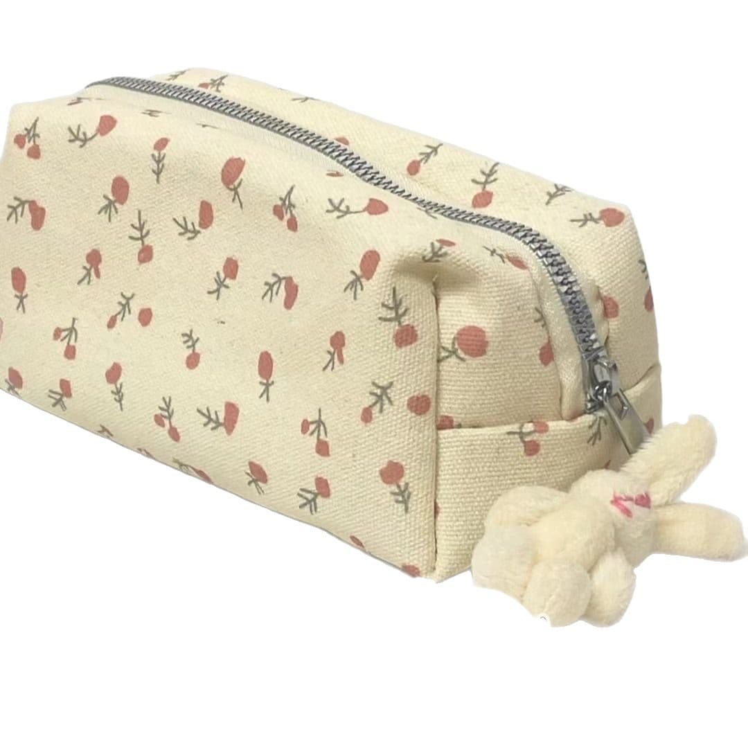 Minimalist Fresh Small Floral Pencil Case Large Capacity High Aesthetic Makeup Bag Student Large Capacity Stationery Pencil Box Storage